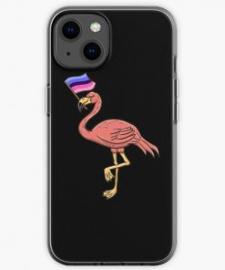 Flamingo With Omnisexual Pride Flag iPhone Soft Case RB1901 product Offical Omnisexual Flag Merch