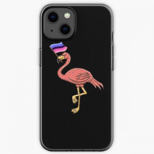 Flamingo With Omnisexual Pride Flag iPhone Soft Case RB1901 product Offical Omnisexual Flag Merch