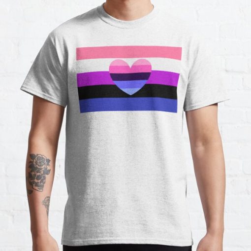 genderfluid flag, with omnisexual heart Classic T-Shirt RB1901 product Offical Omnisexual Flag Merch