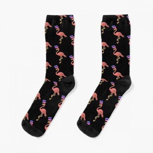 Flamingo With Omnisexual Pride Flag Socks RB1901 product Offical Omnisexual Flag Merch